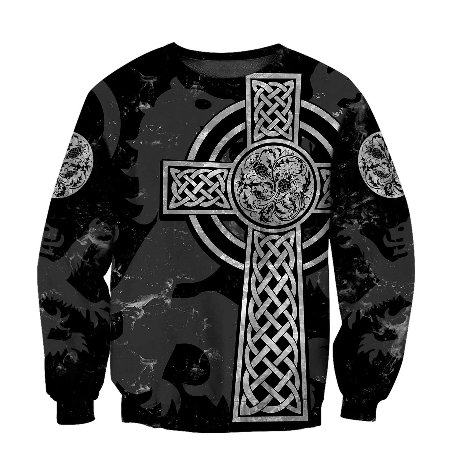 Scottish Thristle Celtic Cross grey ver3 Hoodie AZ210204 - Amaze Style™-Apparel