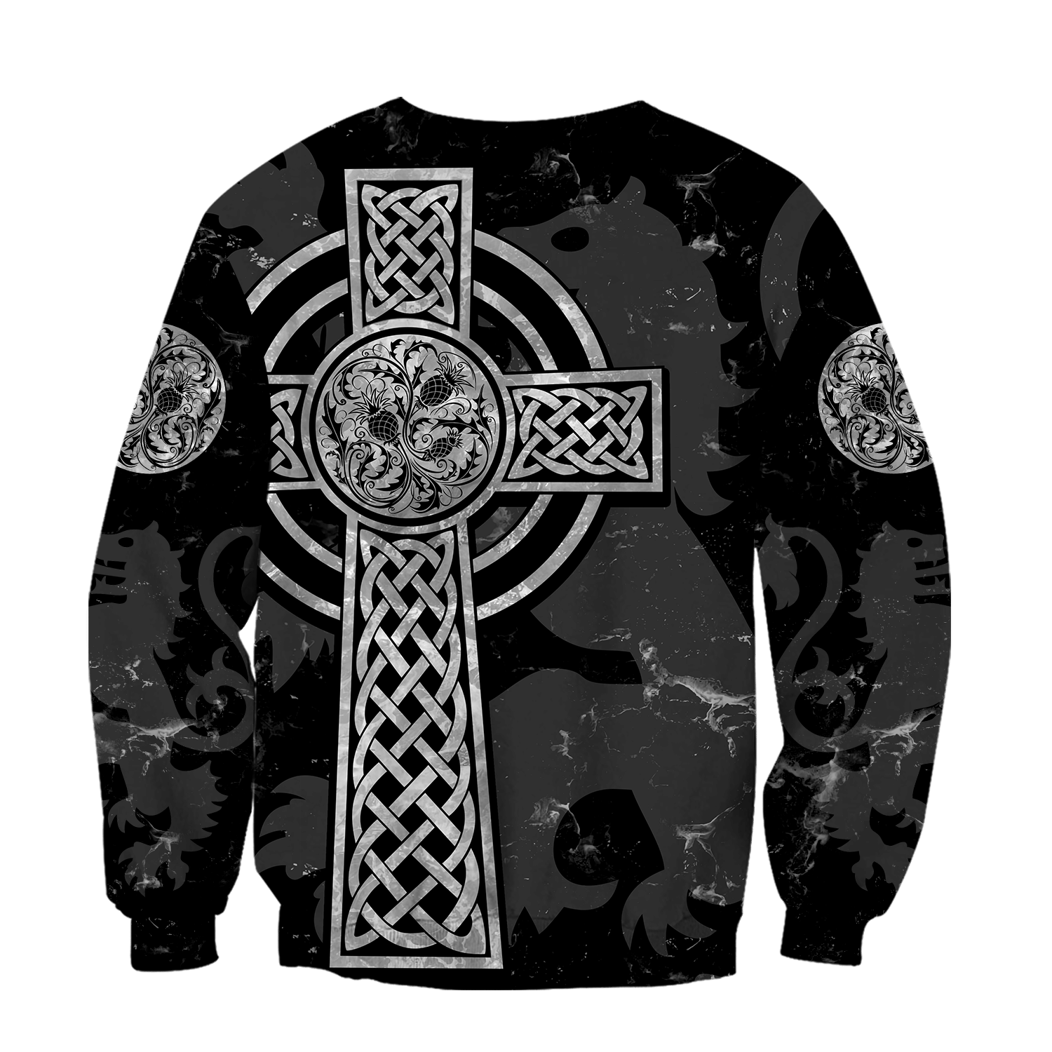 Scottish Thristle Celtic Cross grey ver3 Hoodie AZ210204 - Amaze Style™-Apparel