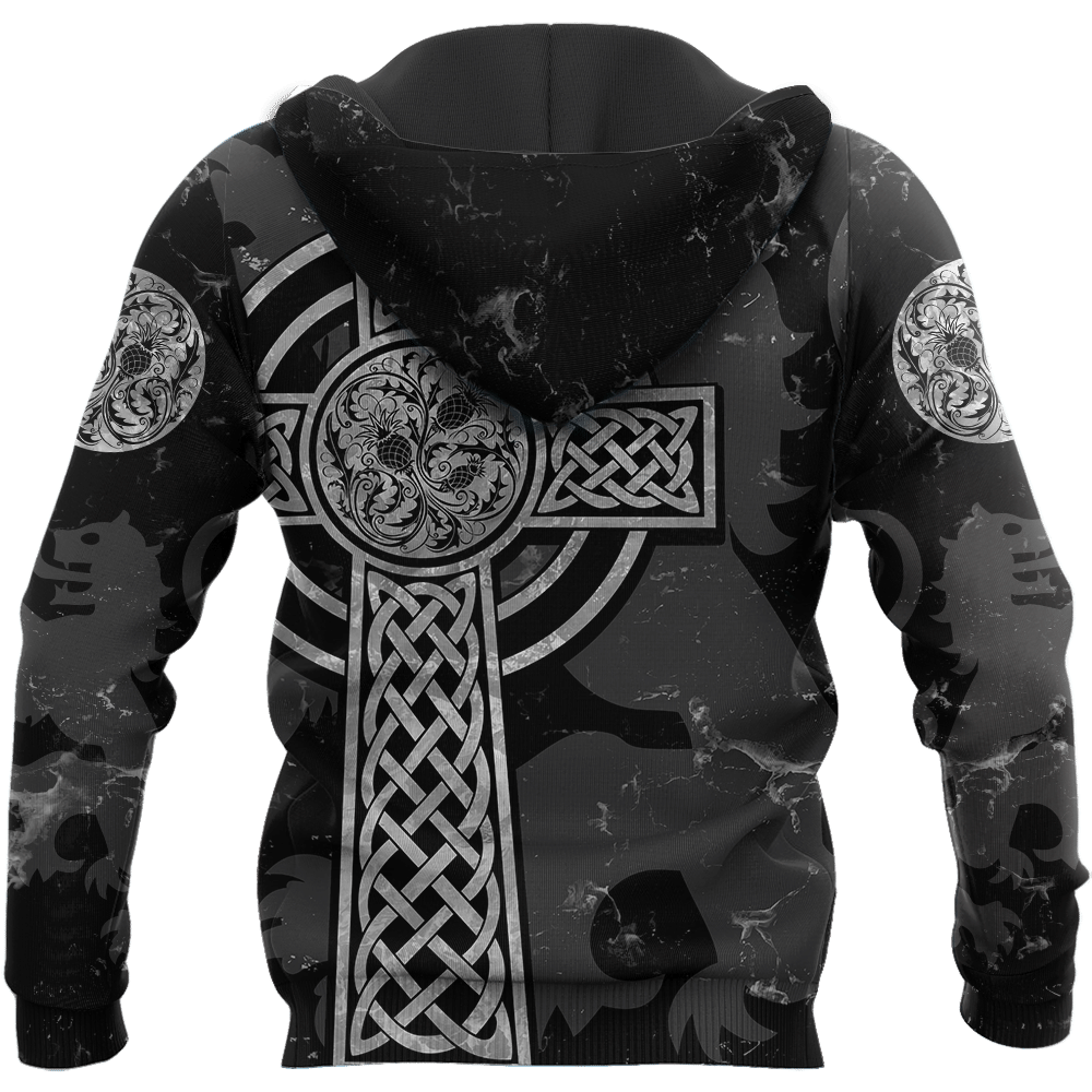 Scottish Thristle Celtic Cross grey ver3 Hoodie AZ210204 - Amaze Style™-Apparel