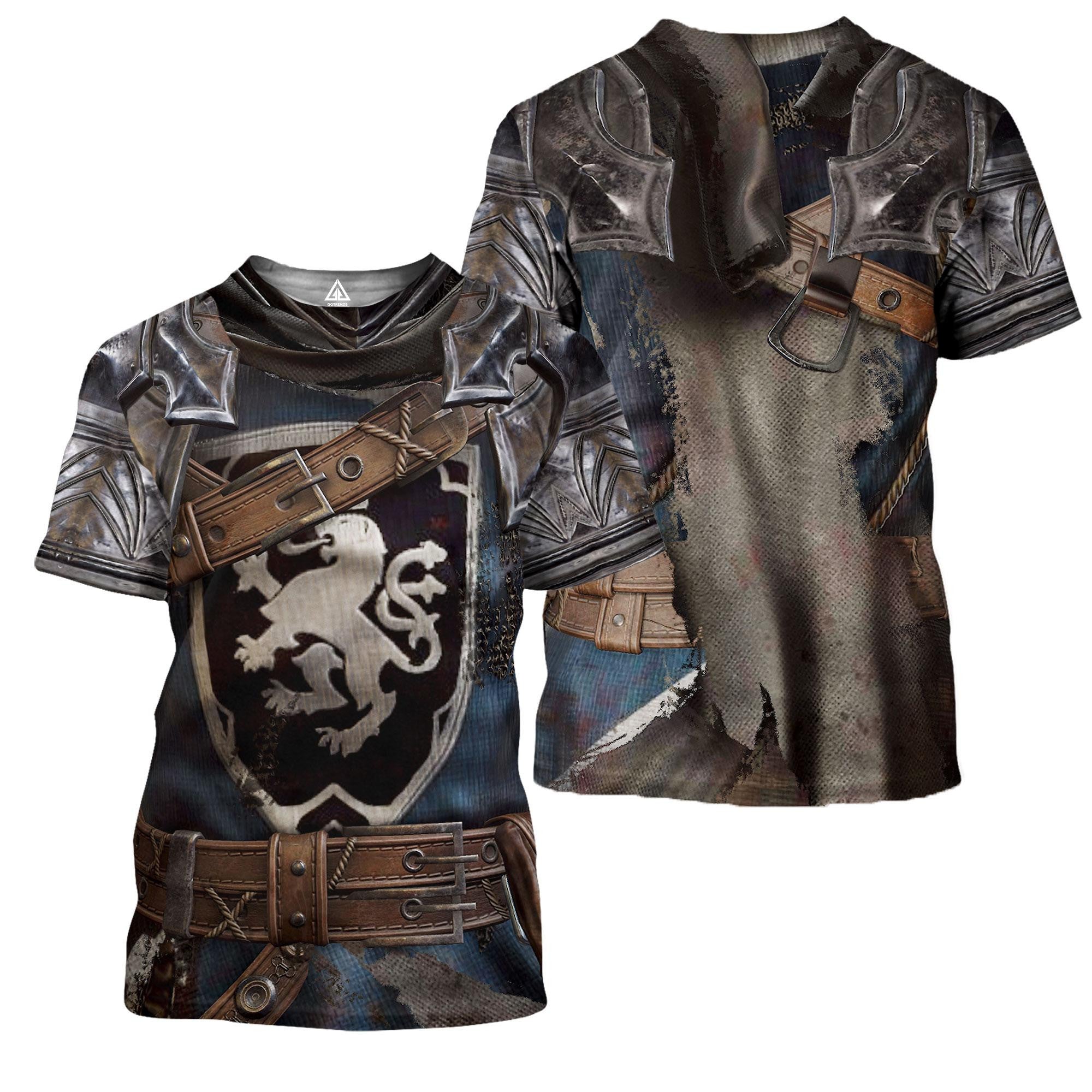 Blue Scotland Rampant Lion Knight Armor 3D All Over Printed Shirts for Men and Women NNK022801 - Amaze Style™-Apparel