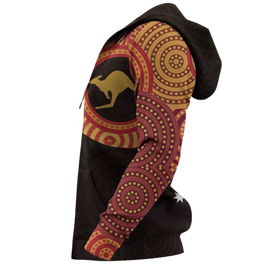 Australia In My Heart Aboriginal Tattoo Kangaroo Hoodie Yellow (No "Australia" words on back) - Amaze Style™