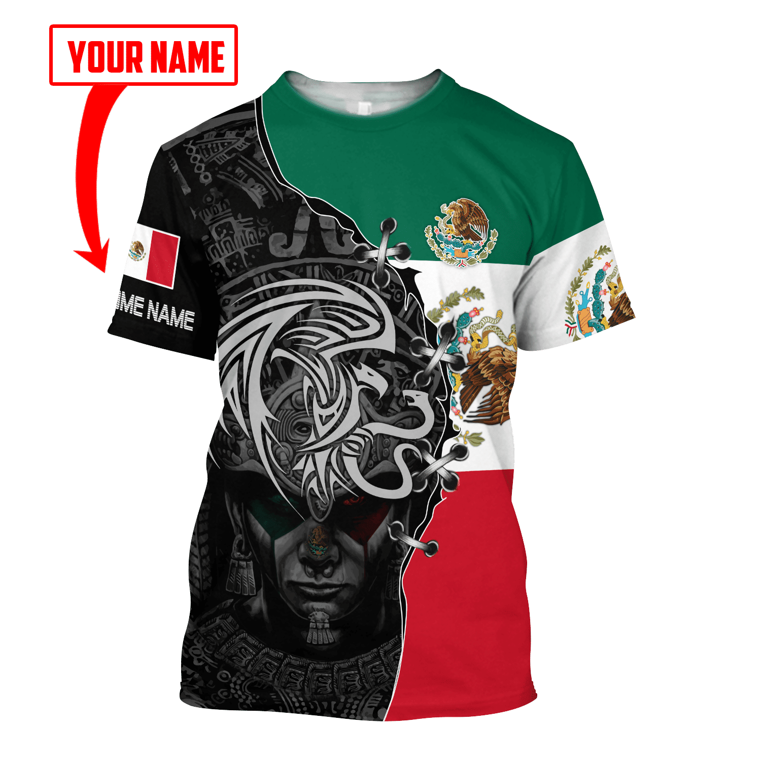 Custom Name Mexico Aztec 3D All Over Printed Shirts For Men and Women DQB06272005S - Amaze Style™-Apparel