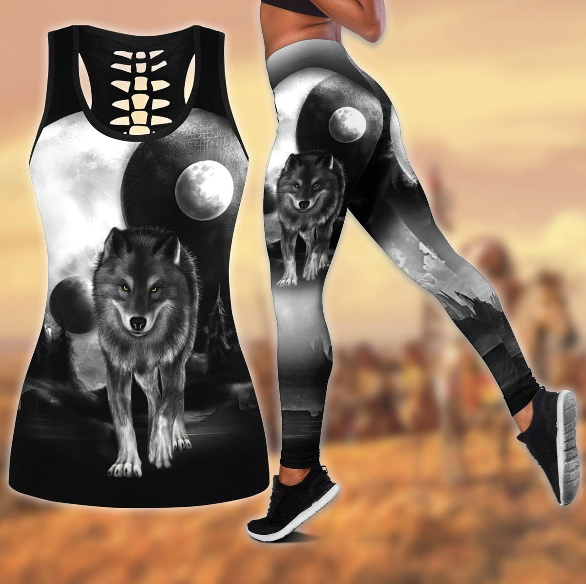 Wolf 3D All Over Printed Legging + Hollow Tank - Amaze Style™