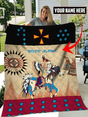 Native American Indian Horse Ledger Art Customized 3D All Over Printed Blanket