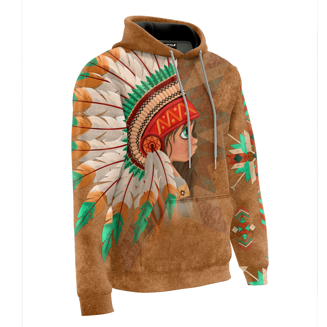 Native American Couple Indian Baby Girl Customized 3D All Over Printed hoodie