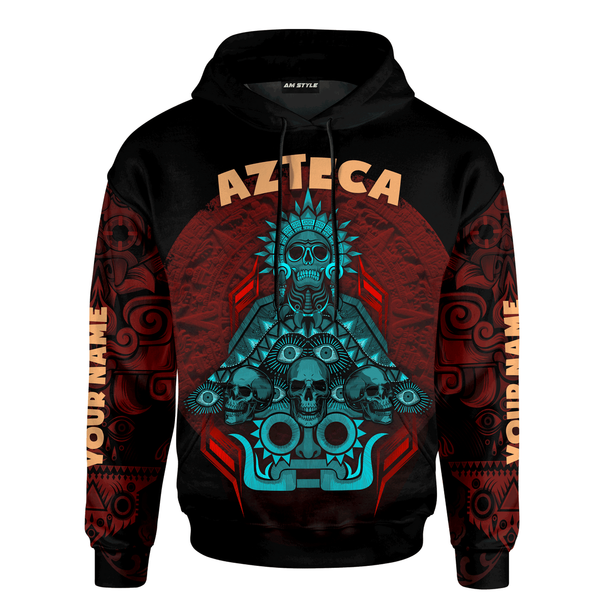 Aztec Dios De La Muerte Mural Art Customized 3D All Over Printed hoodie