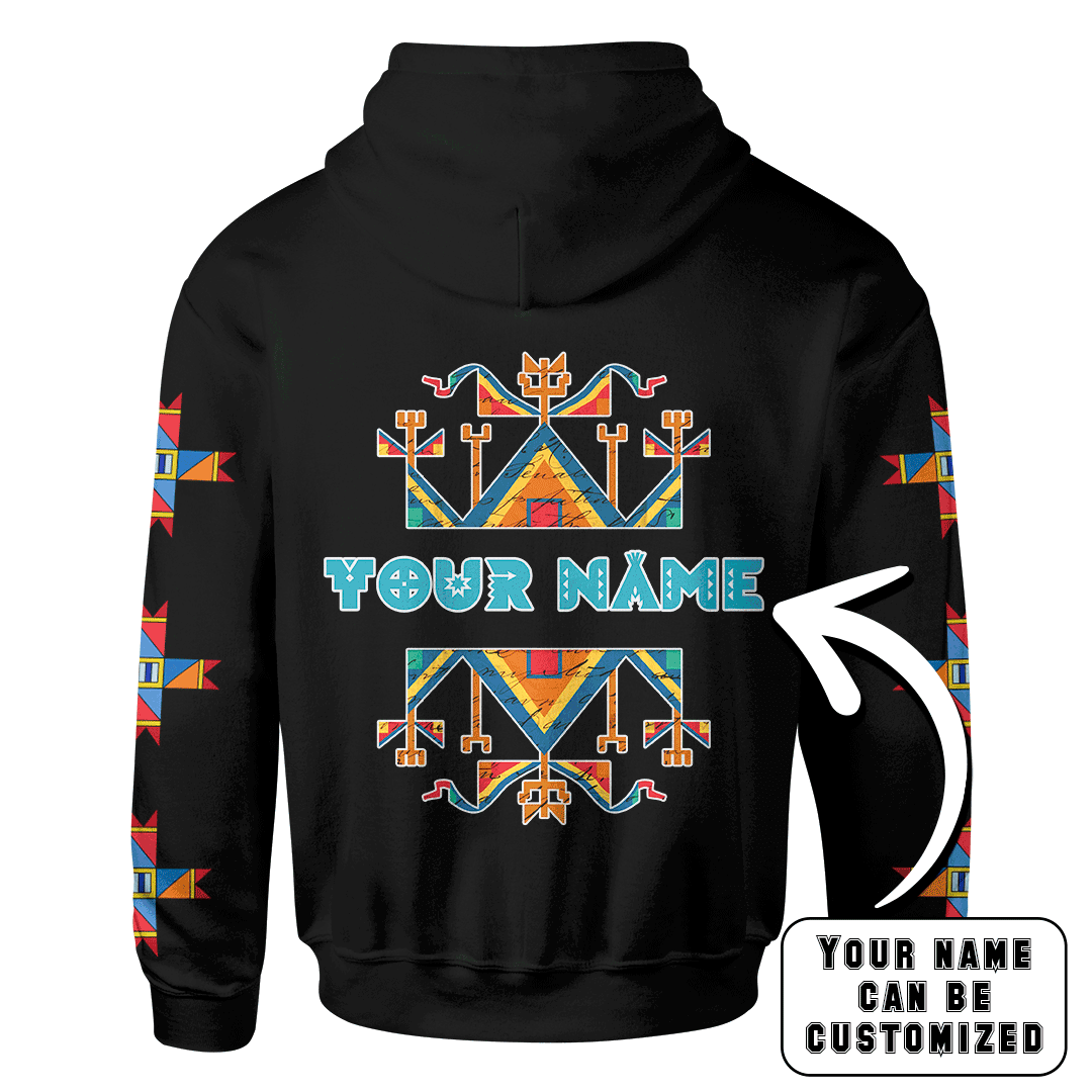 American Indian Horse Couple Ledger Art Native American Pattern Customized 3D All Over Printed hoodie