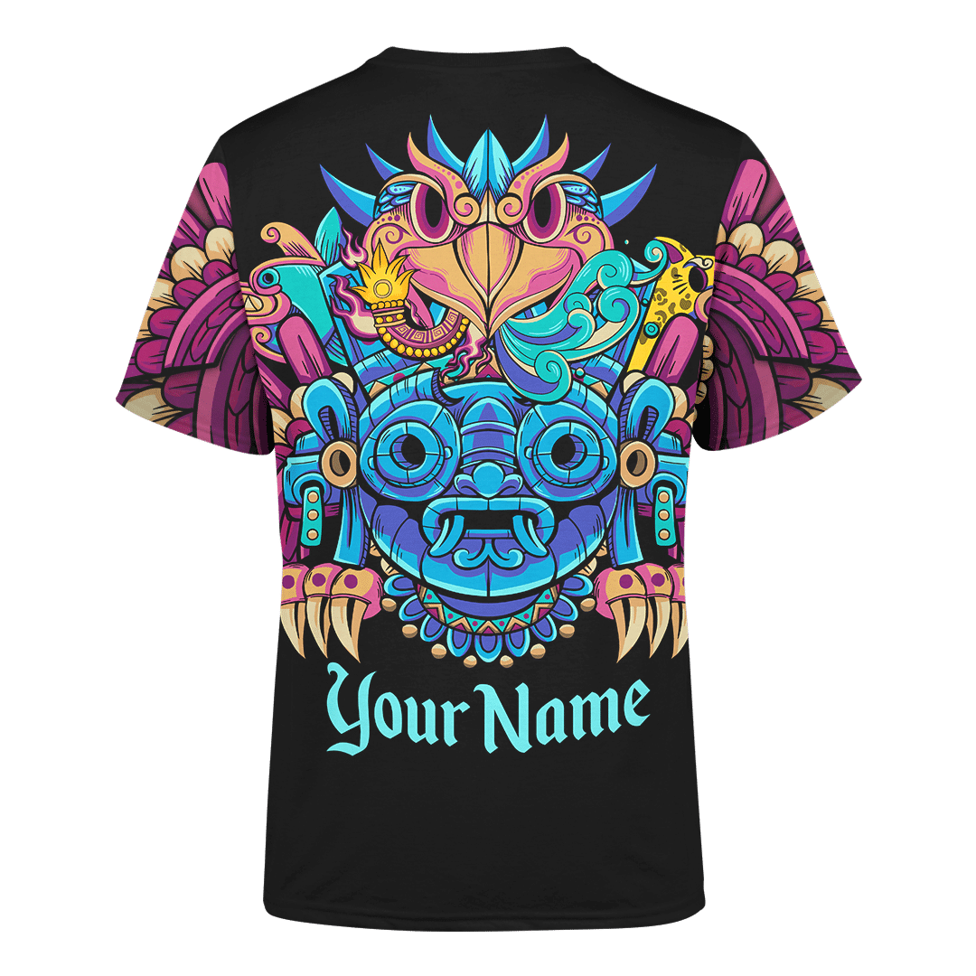 Aztec Eagle Guerrera Deities Mural Art Customized 3D All Over Printed hoodie