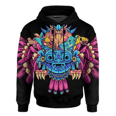 Aztec Eagle Guerrera Deities Mural Art Customized 3D All Over Printed hoodie