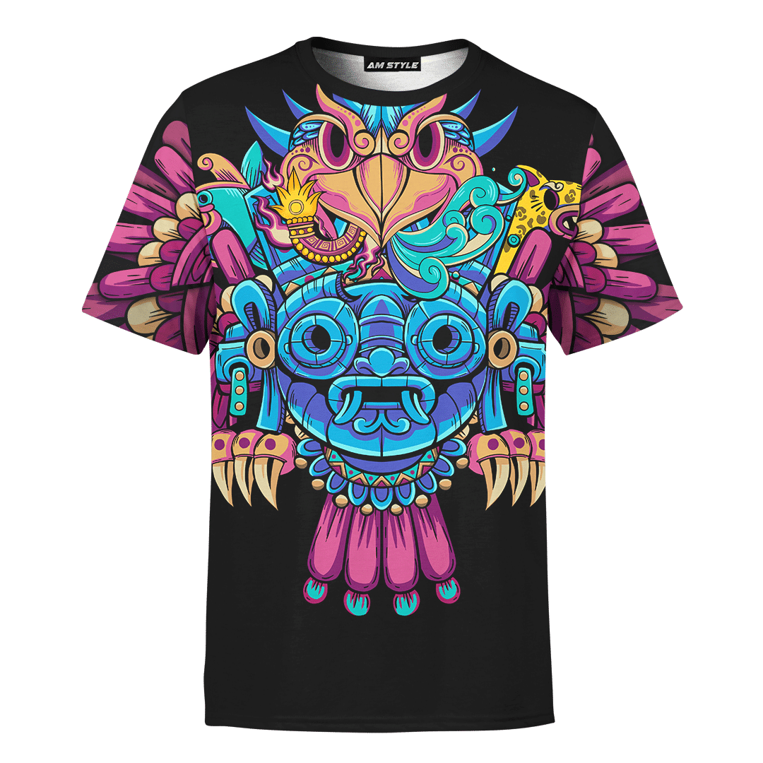 Aztec Eagle Guerrera Deities Mural Art Customized 3D All Over Printed hoodie