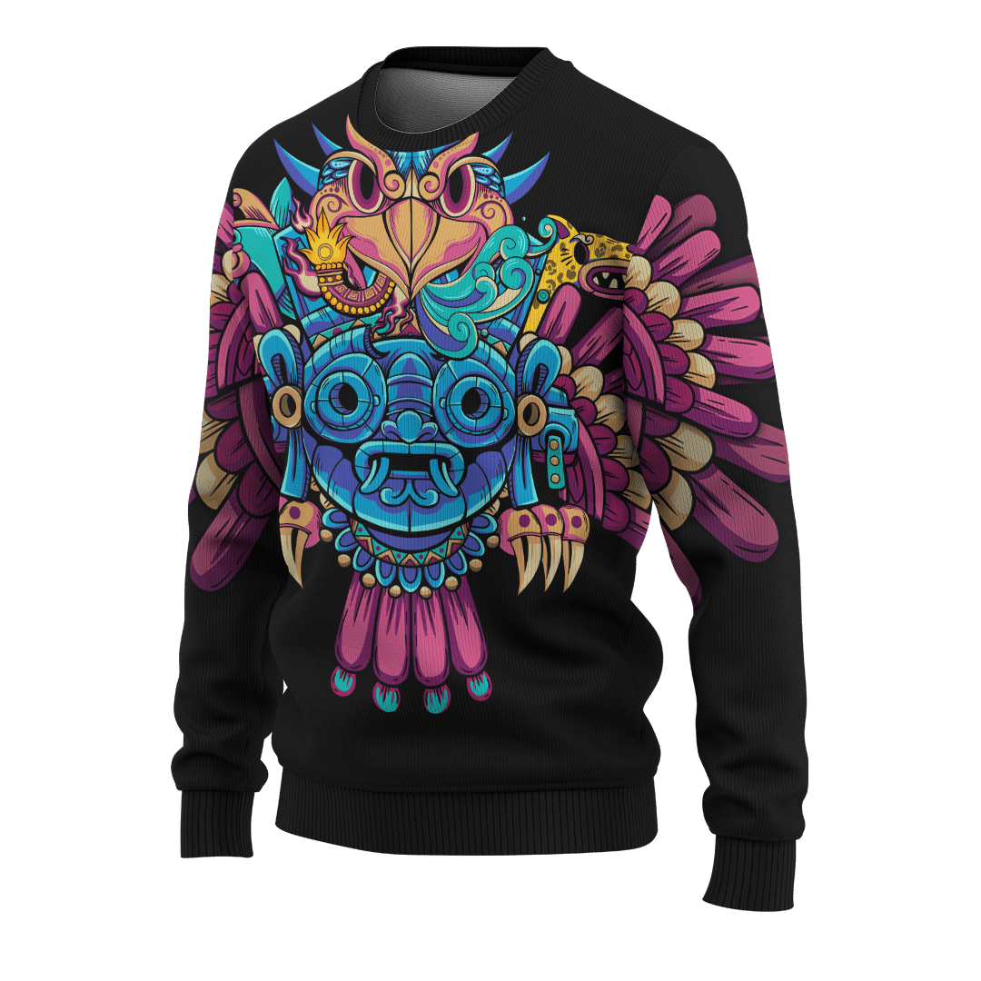 Aztec Eagle Guerrera Deities Mural Art Customized 3D All Over Printed hoodie