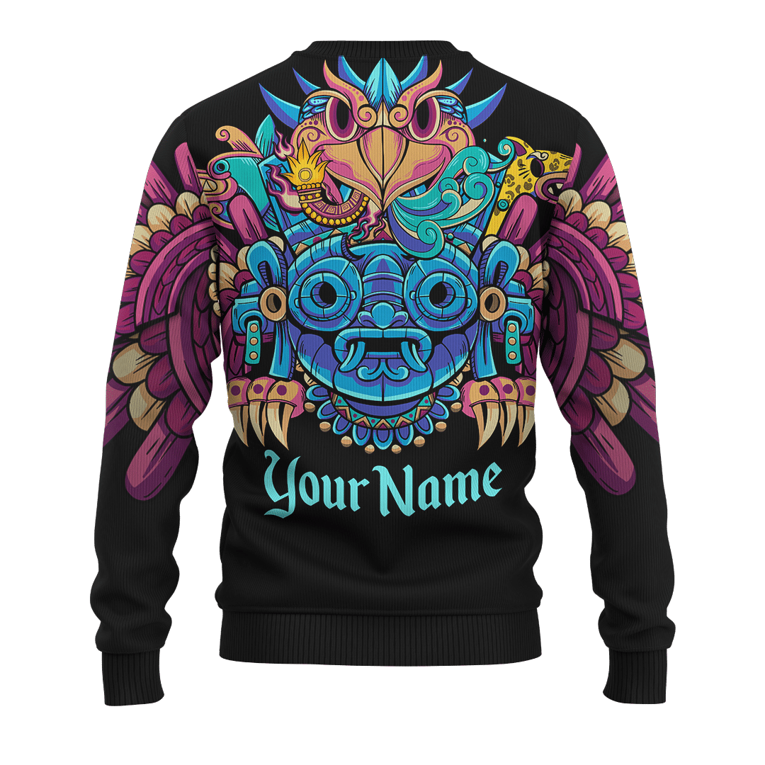 Aztec Eagle Guerrera Deities Mural Art Customized 3D All Over Printed hoodie