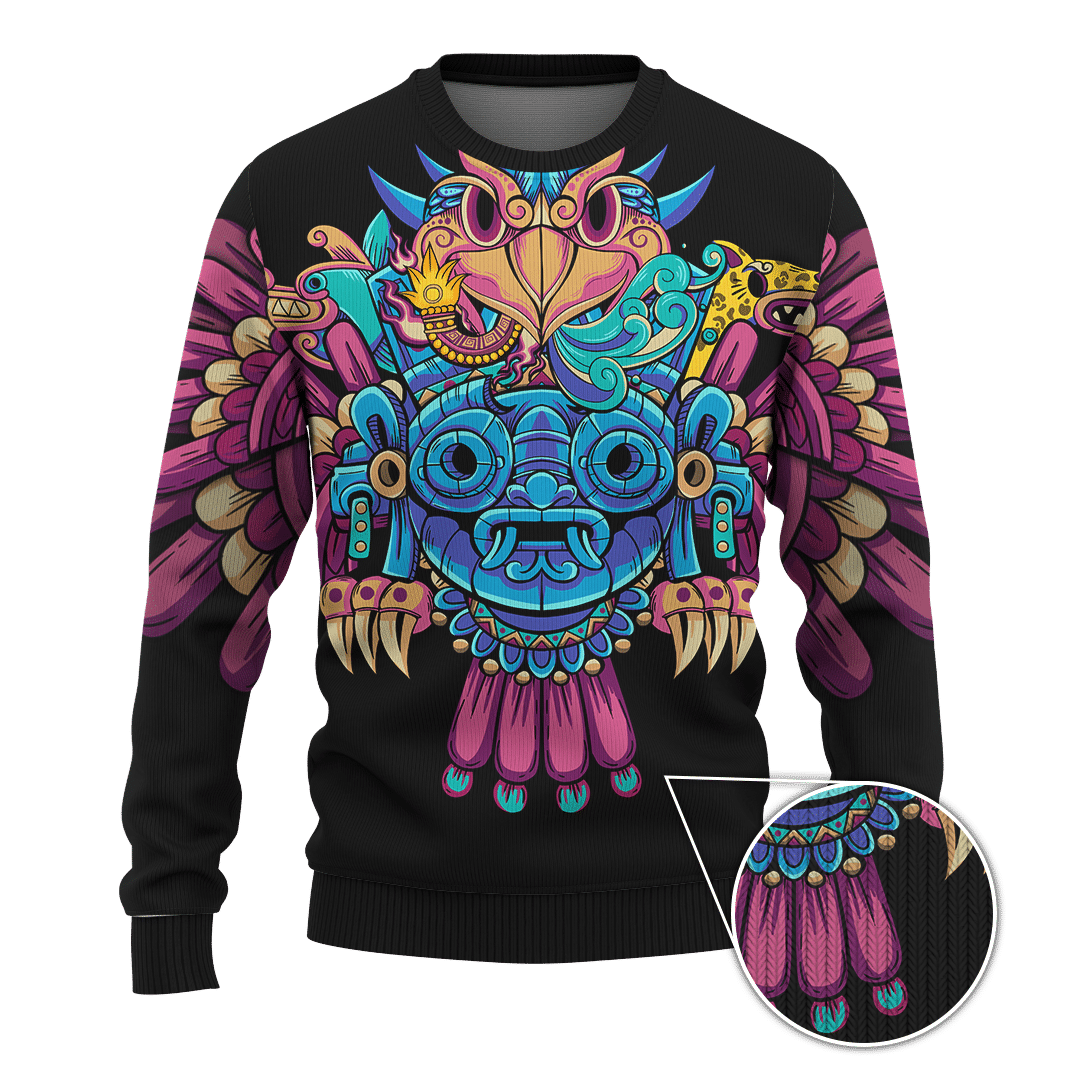 Aztec Eagle Guerrera Deities Mural Art Customized 3D All Over Printed hoodie