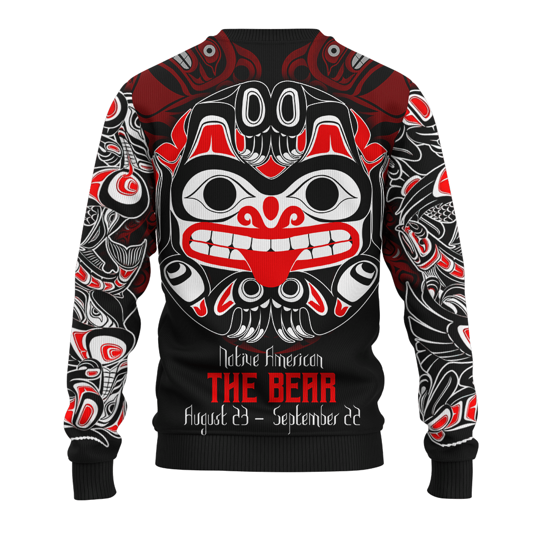 Native American Zodiac Signs Haida Bear Spirit Bear Pacific Northwest Art Customized 3D All Over Printed Shirt Hoodie