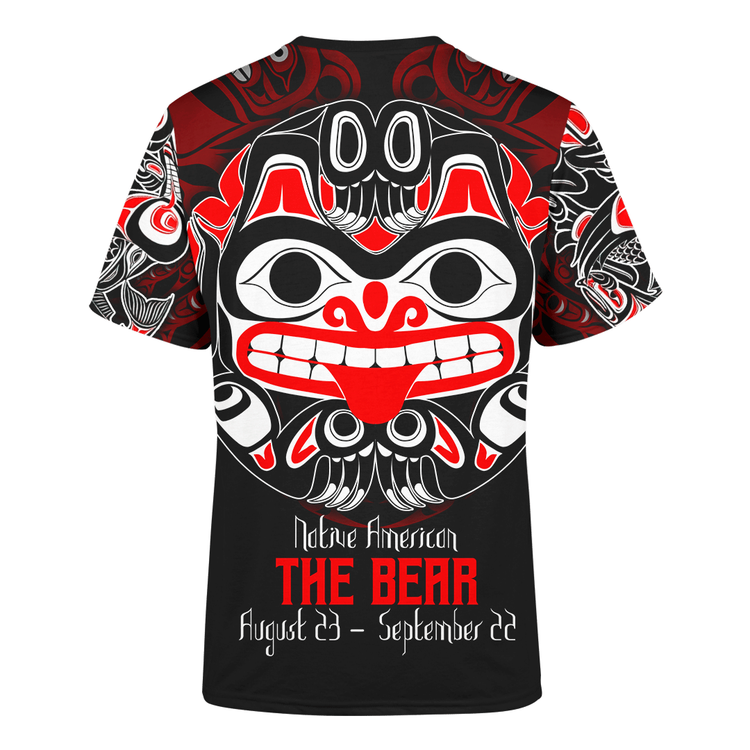 Native American Zodiac Signs Haida Bear Spirit Bear Pacific Northwest Art Customized 3D All Over Printed Shirt Hoodie