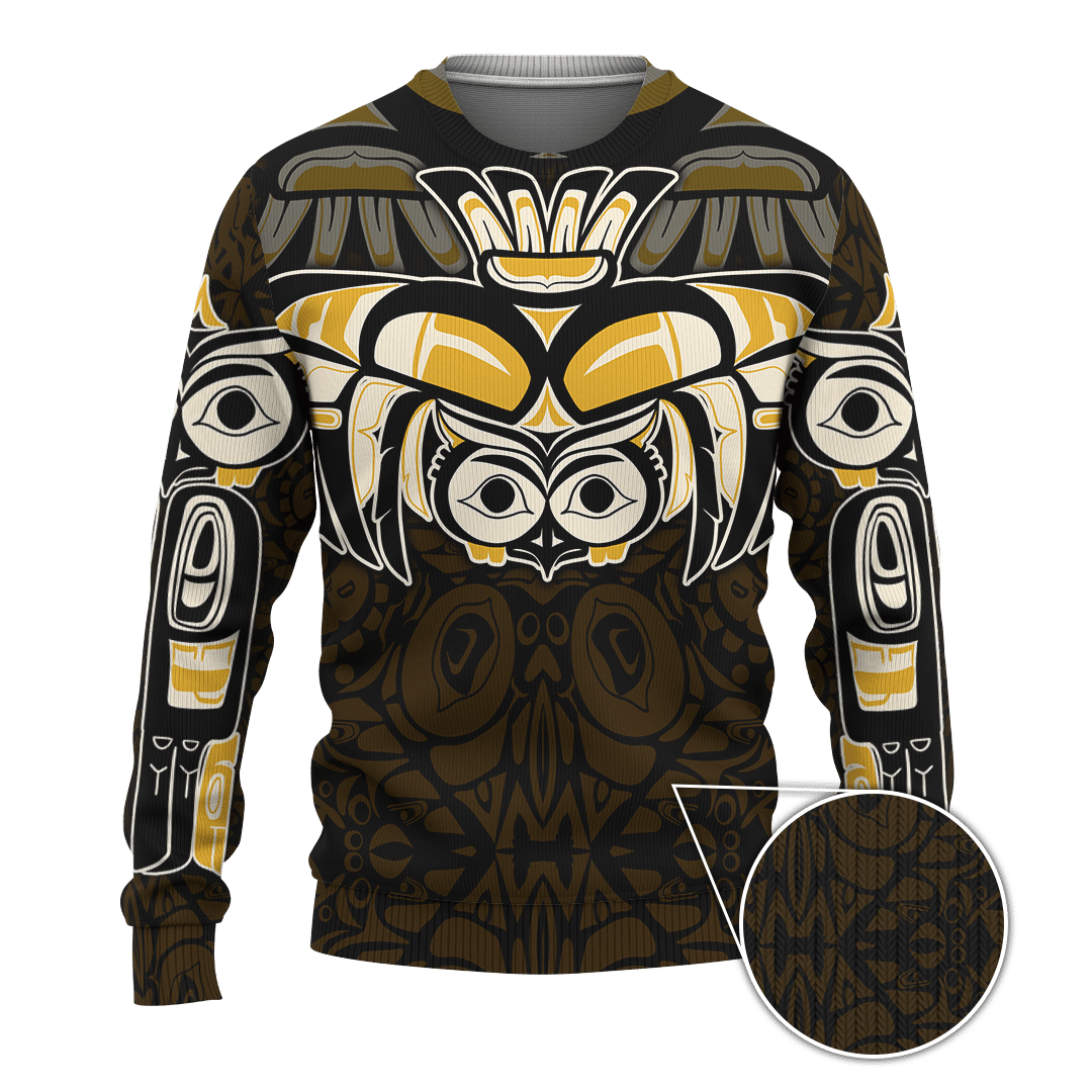 Native American Zodiac Signs Haida Owl Pacific Northwest Art Customized 3D All Over Printed Shirt Hoodie