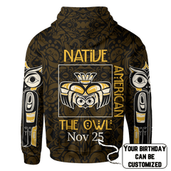 Native American Zodiac Signs Haida Owl Pacific Northwest Art Customized 3D All Over Printed Shirt Hoodie