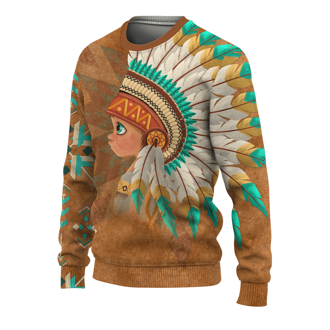 Native American Couple Indian Baby Boy Customized 3D All Over Printed hoodie