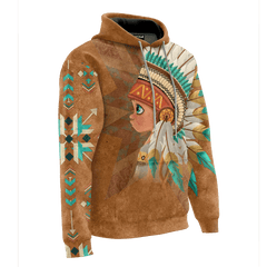 Native American Couple Indian Baby Boy Customized 3D All Over Printed hoodie