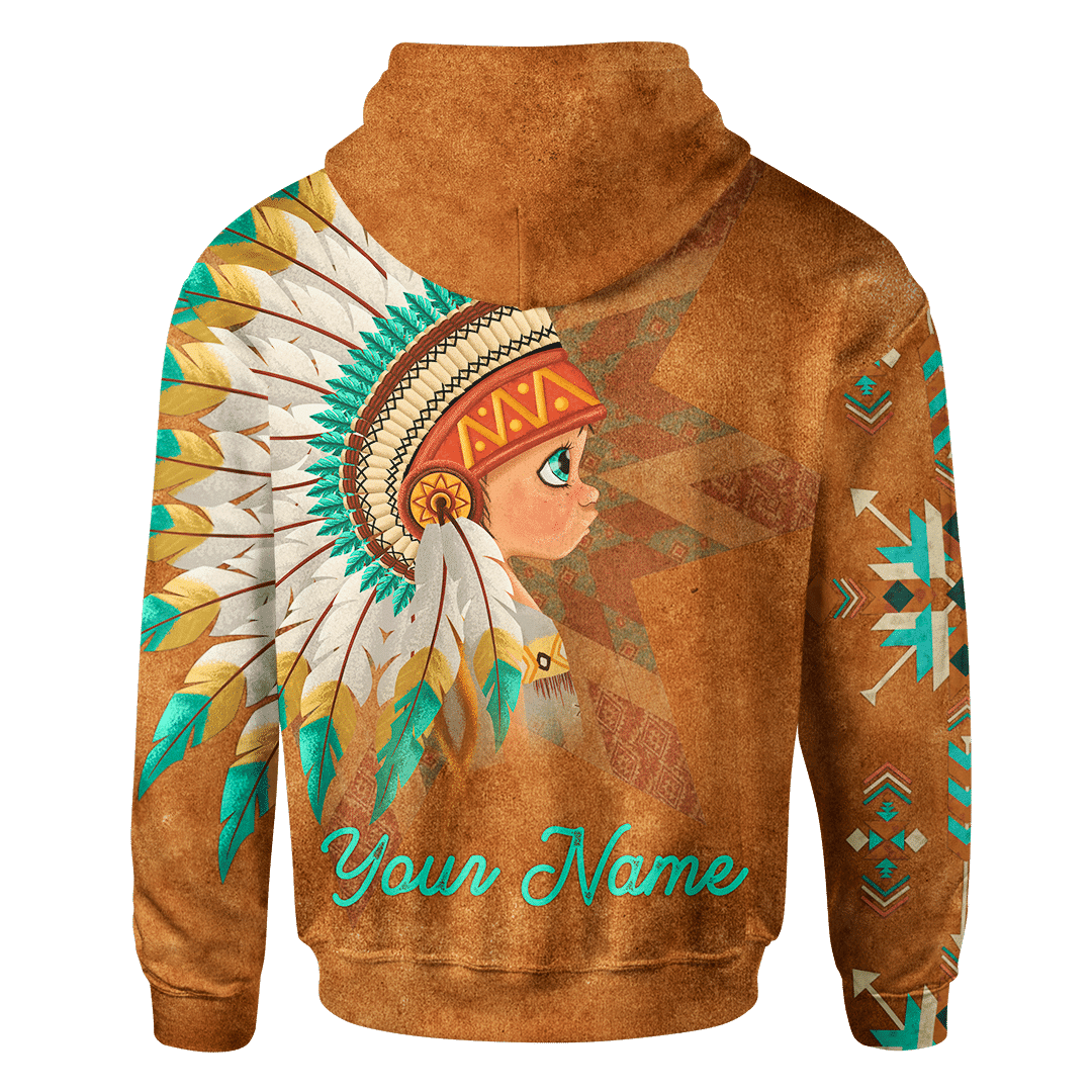 Native American Couple Indian Baby Boy Customized 3D All Over Printed hoodie