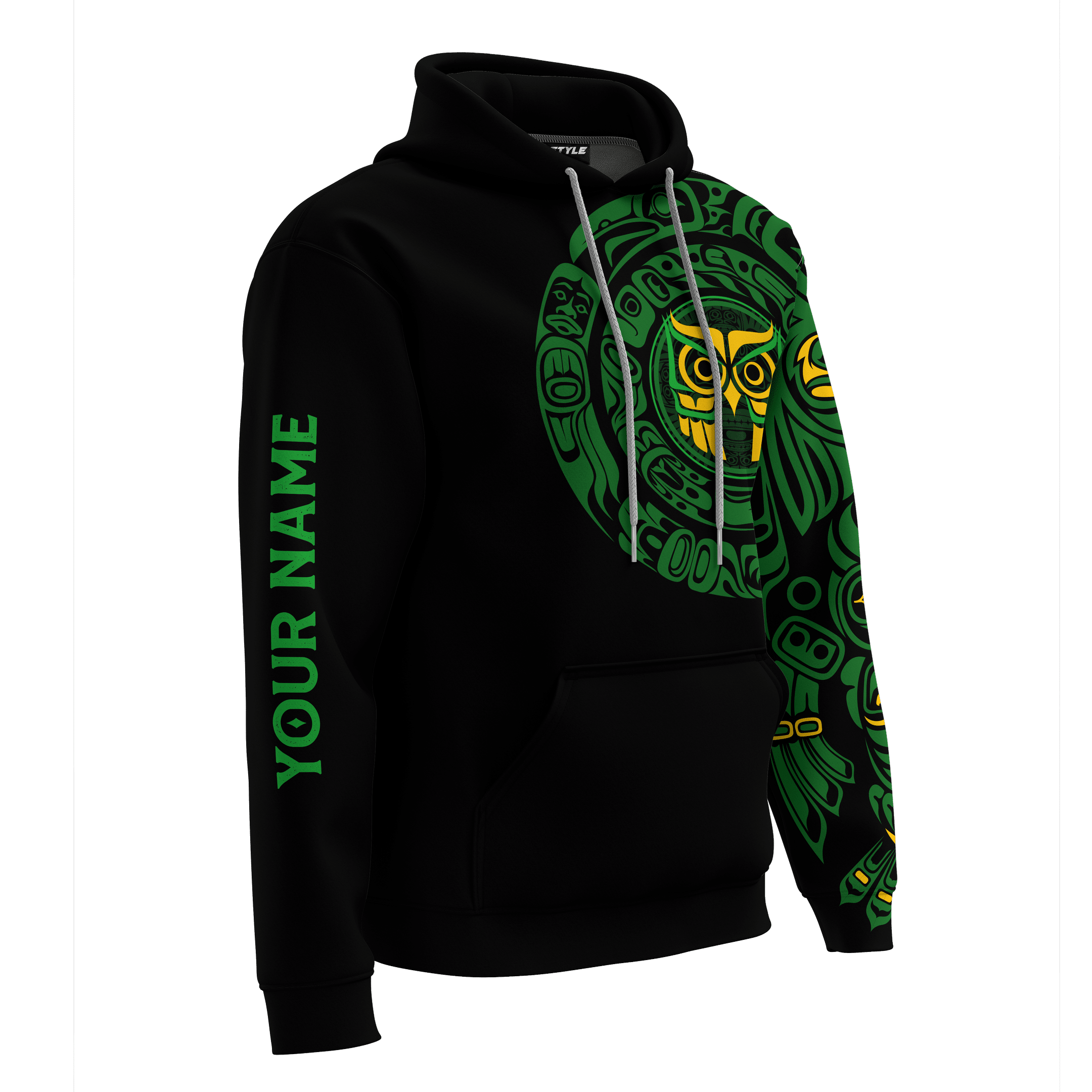 Native American Zodiac Signs Haida Owl Pacific Northwest Art Green Color Customized 3D All Over Printed Shirt Hoodie