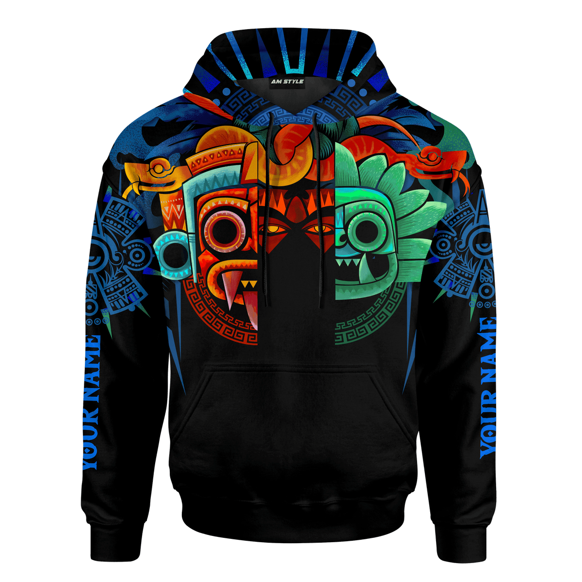 Aztec Tlaloc QuetzalCloakl Deities Mural Art Customized 3D All Over Printed 3D All Over Printed hoodie