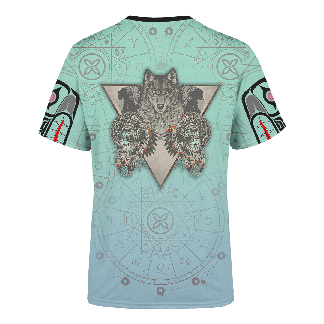 Native American Zodiac Wolf Native American Pacific Northwest Art Customized 3D All Over Printed Shirt Hoodie