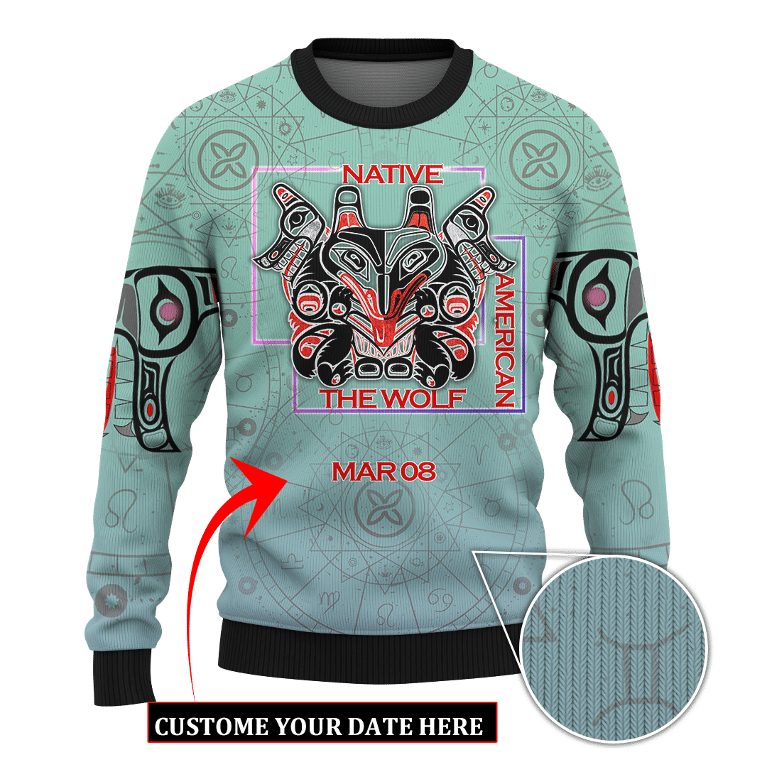 Native American Zodiac Wolf Native American Pacific Northwest Art Customized 3D All Over Printed Shirt Hoodie