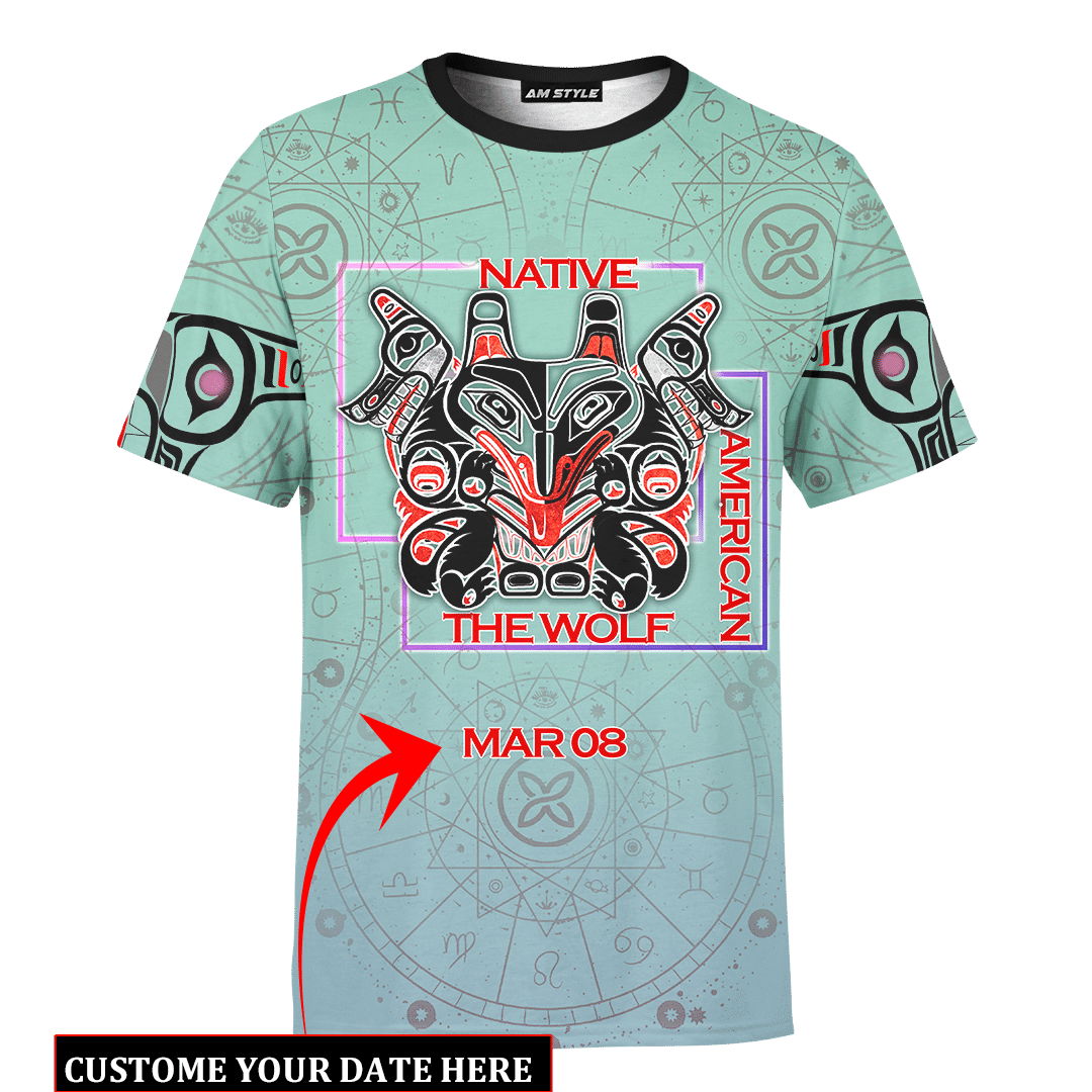 Native American Zodiac Wolf Native American Pacific Northwest Art Customized 3D All Over Printed Shirt Hoodie