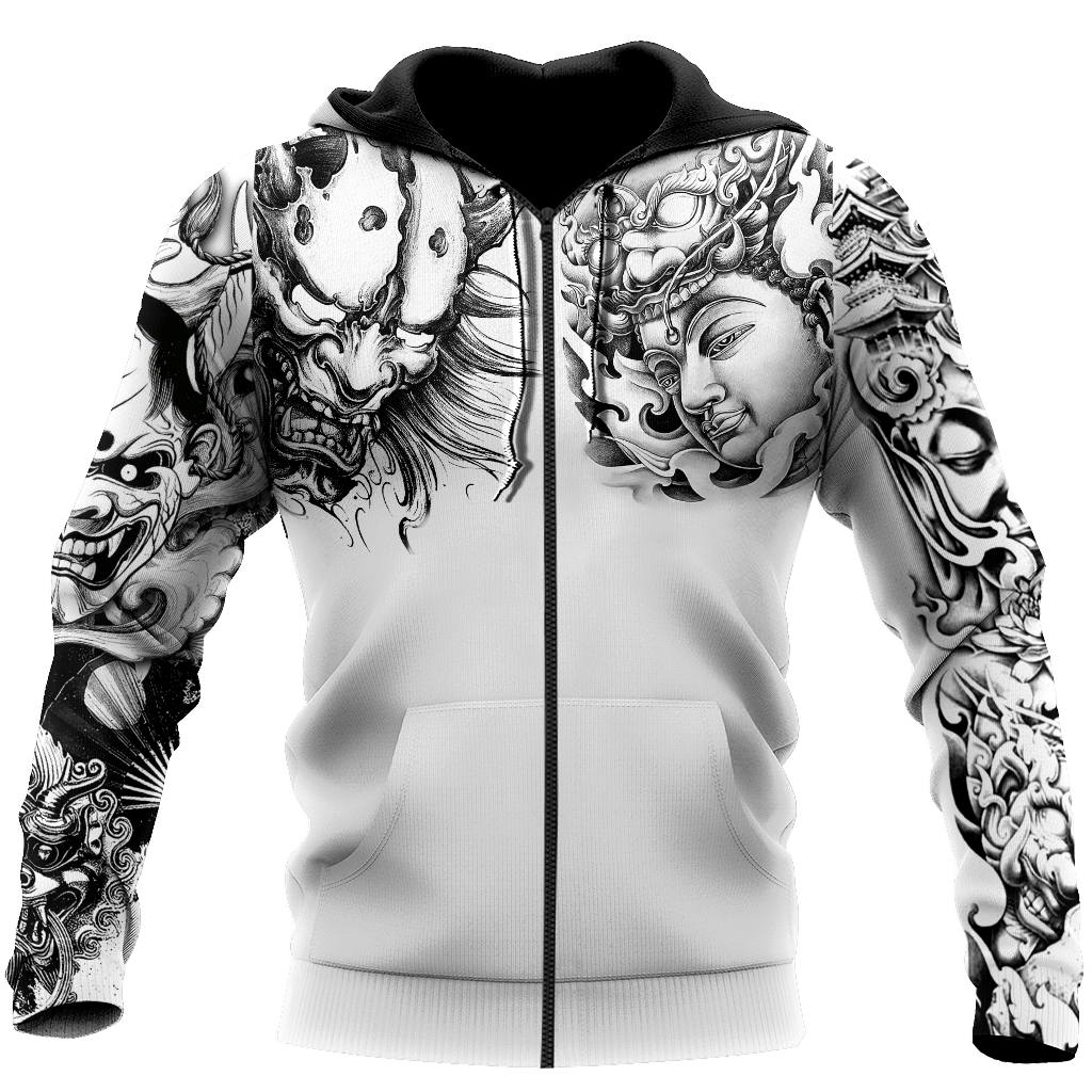 Japanese Samurai Tattoo II D Over Printed Unisex Hoodie ML