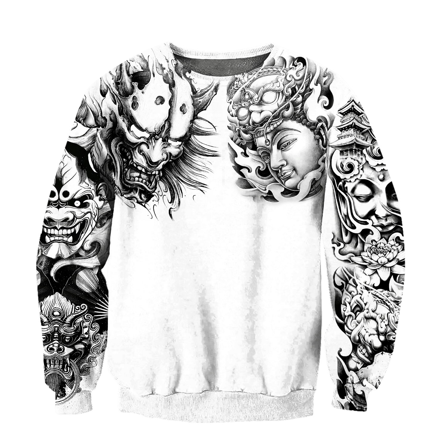 Japanese Samurai Tattoo II D Over Printed Unisex Hoodie ML