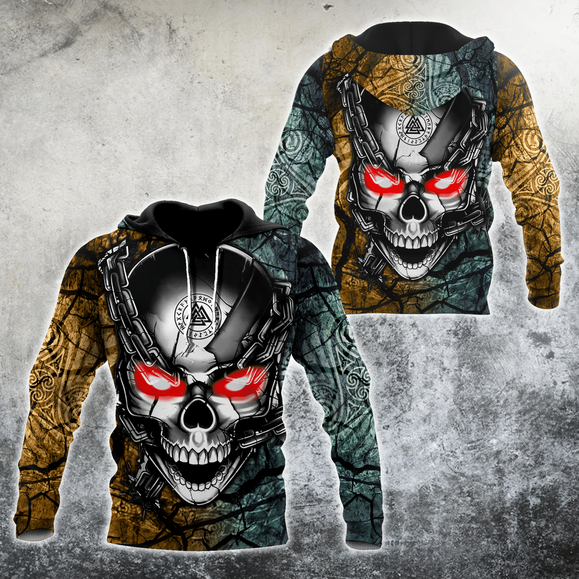 Viking Skull Hoodie For Men And Women MH