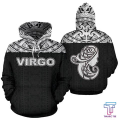 Virgo Zodiac - Poly All Over Hoodie Black Version NTH