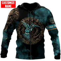 Personalized Mexico Aztec Blue Humingbird All D Over Printed Unisex Hoodie