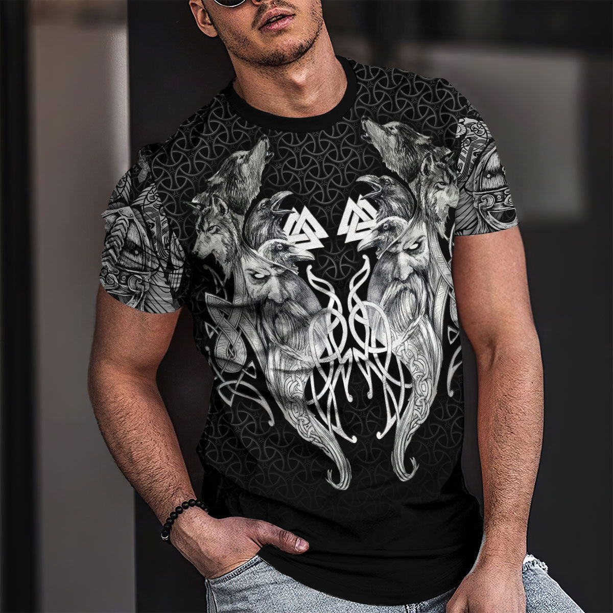 Wolf And Viking Black White 3D All Over Printed Unisex Shirt NTN08092202