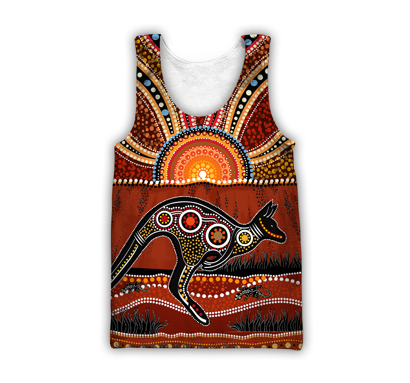 Aboriginal Australia Kangaroo running Lizard Art shirts for men and women