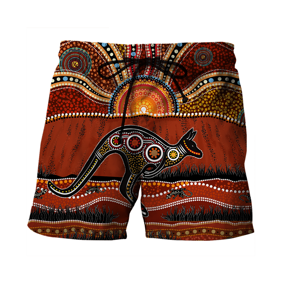 Aboriginal Australia Kangaroo running Lizard Art shirts for men and women