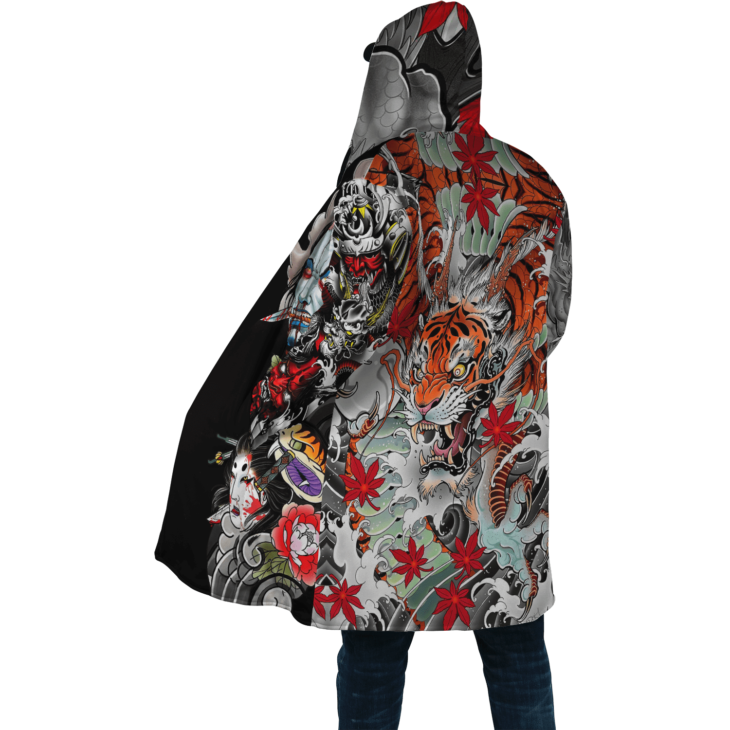 Japanese Samurai Tattoo D Over Printed Unisex Hoodie ML