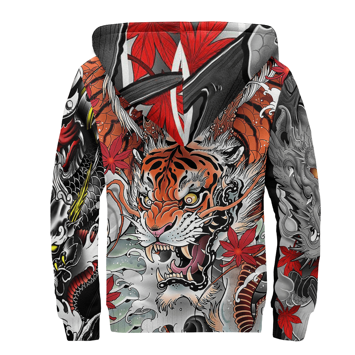 Japanese Samurai Tattoo D Over Printed Unisex Hoodie ML