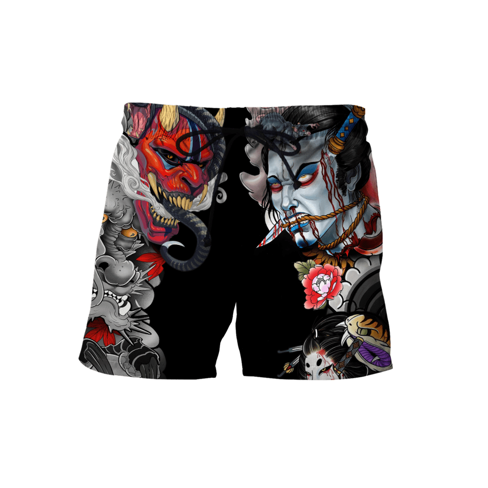 Japanese Samurai Tattoo D Over Printed Unisex Hoodie ML