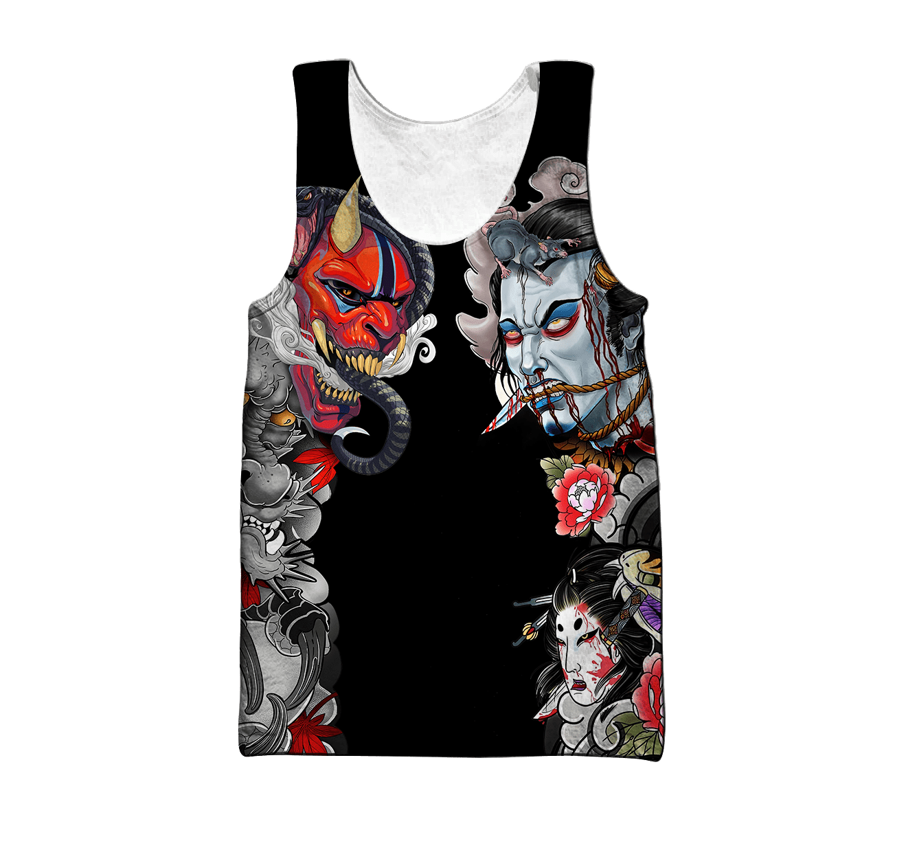 Japanese Samurai Tattoo D Over Printed Unisex Hoodie ML