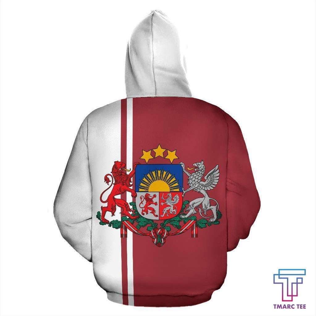 Latvia All Over Hoodie - Straight Version