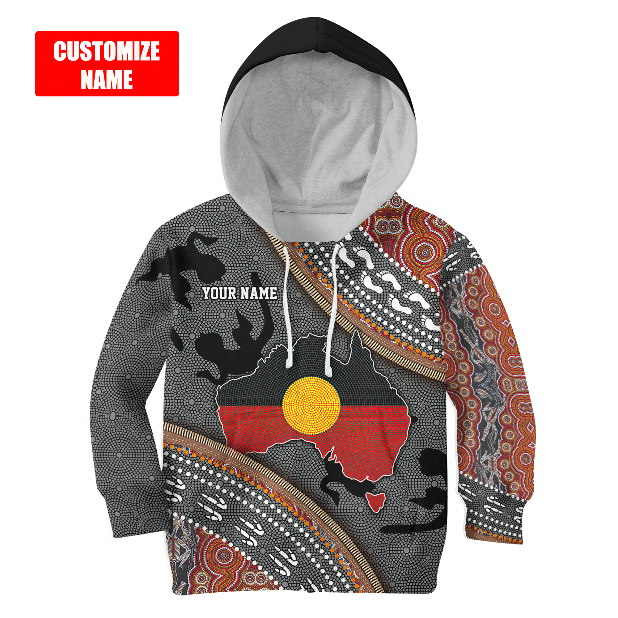 Custom name Aboriginal dots Zip pattern printed shirts for Kids