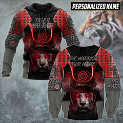 D Tiger Samurai Warrior Custom Name Hoodie Shirt for Men and Women