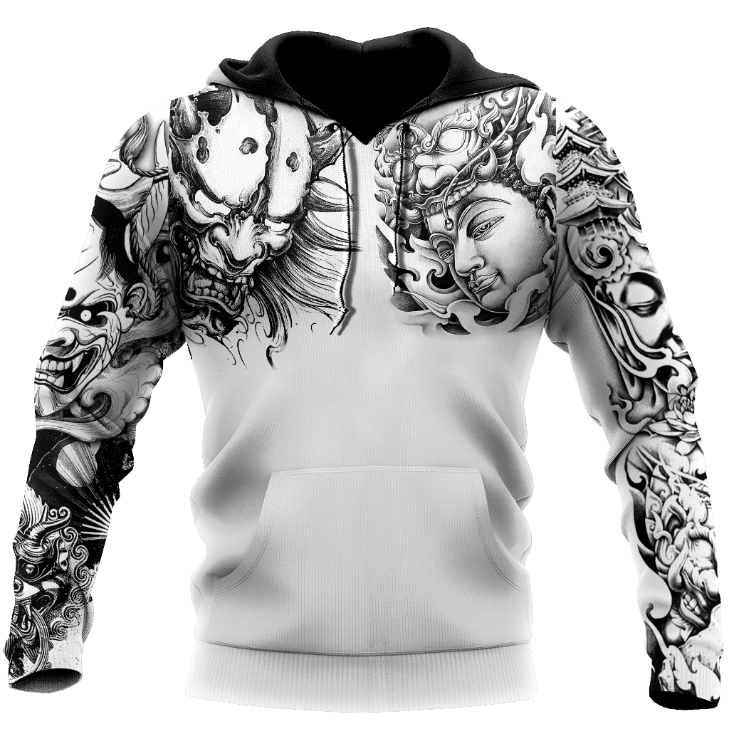 Japanese Samurai Tattoo II D Over Printed Unisex Hoodie ML