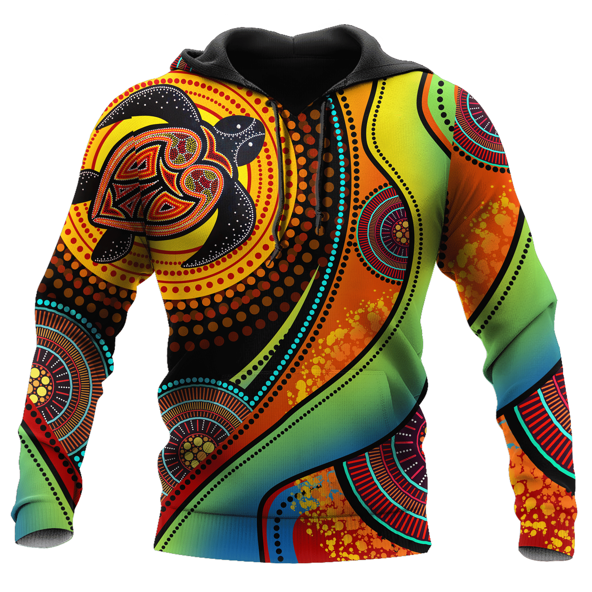 Aboriginal Green Turtles Australia Painting Art Fleece Zip-Up Hoodie