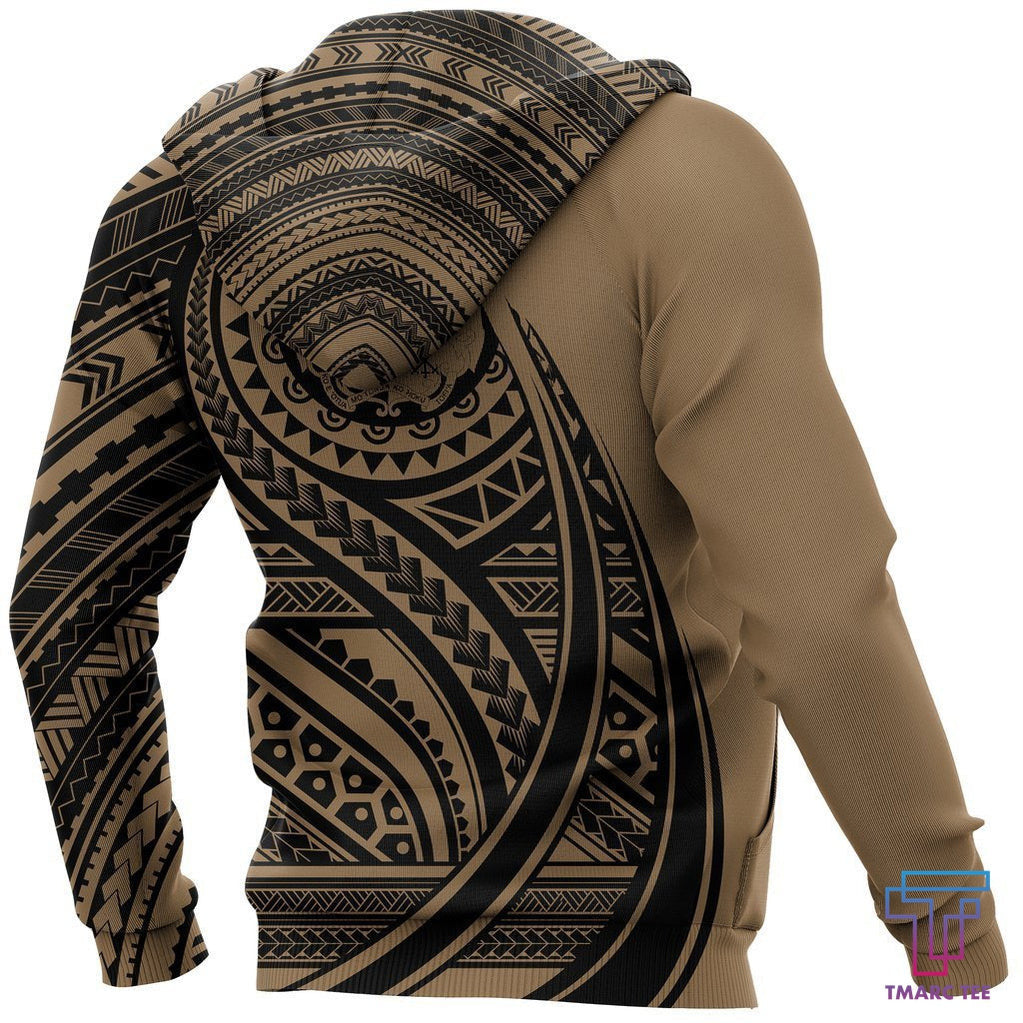 Tonga Coat Of Arms Polynesian Hoodie Tatoo Style Gold NNK