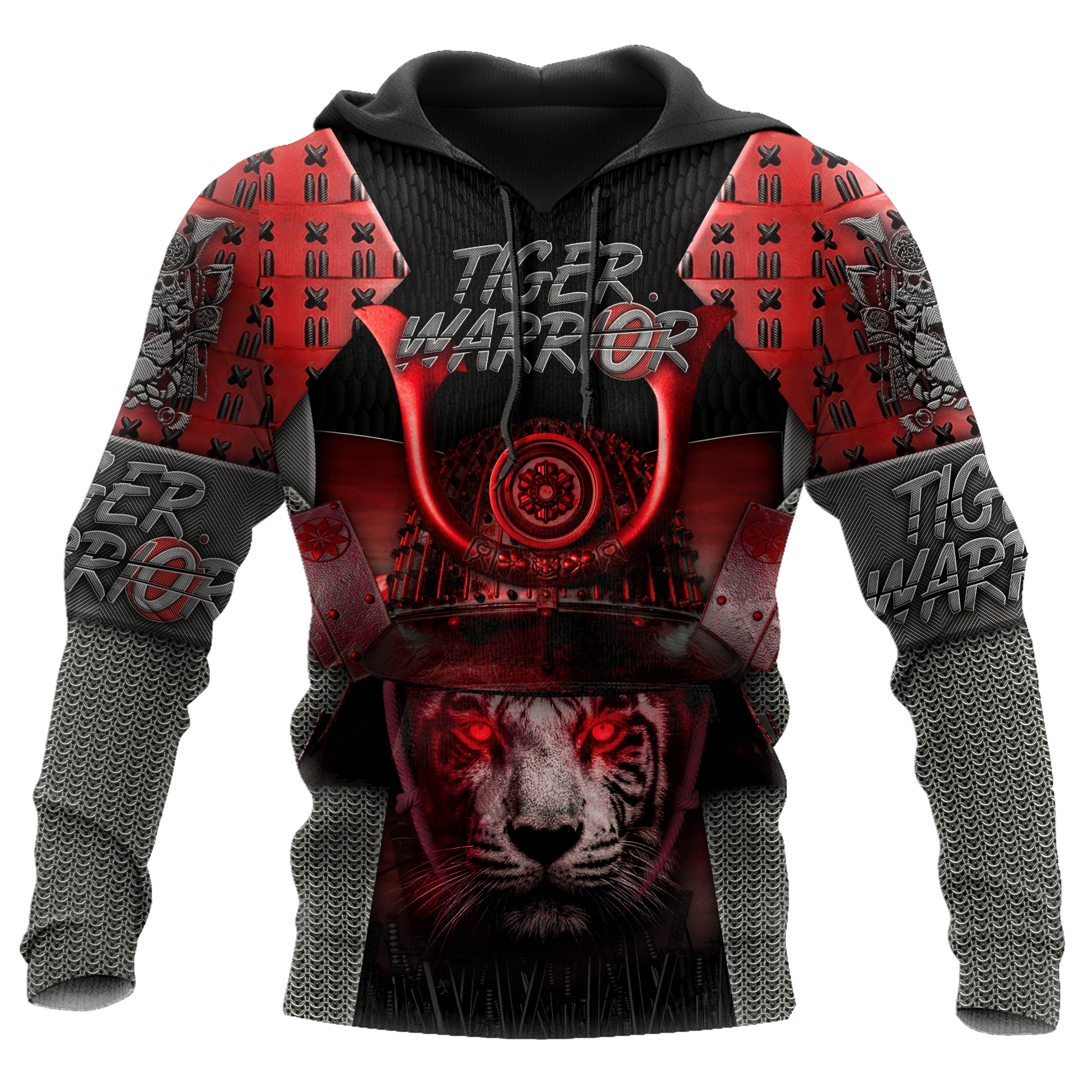 D Tiger Samurai Warrior Custom Name Hoodie Shirt for Men and Women