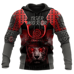 D Tiger Samurai Warrior Custom Name Hoodie Shirt for Men and Women