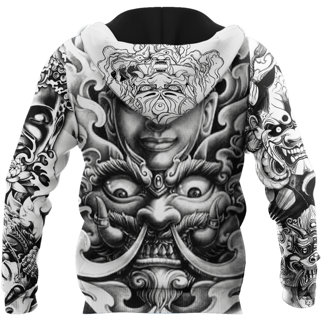 Japanese Samurai Tattoo II D Over Printed Unisex Hoodie ML